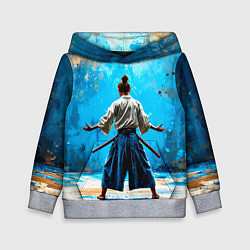 Толстовка-худи детская Боец айкидо на синем, цвет: 3D-меланж