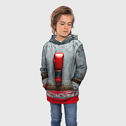 Толстовка-худи детская Кикбоксеркие перчатки на сером, цвет: 3D-красный — фото 2