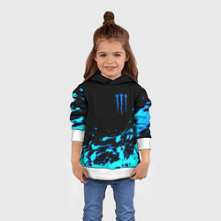 Толстовка-худи детская Monster energy голубые краски, цвет: 3D-белый — фото 2