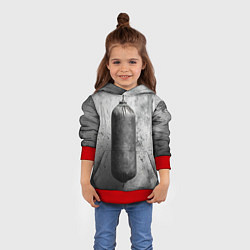 Толстовка-худи детская Серая боксерская груша, цвет: 3D-красный — фото 2