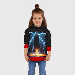 Толстовка-худи детская Боксерская груша и молния, цвет: 3D-красный — фото 2