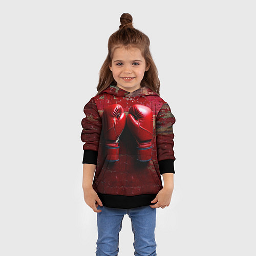 Детская толстовка Бойцовские перчатки на красном / 3D-Черный – фото 4