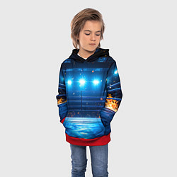 Толстовка-худи детская Синий ринг в огне, цвет: 3D-красный — фото 2
