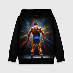 Толстовка-худи детская Греко-римский борец на черном, цвет: 3D-черный