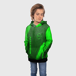 Толстовка-худи детская Nissan - green gradient вертикально, цвет: 3D-черный — фото 2