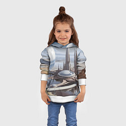 Толстовка-худи детская Инопланетный город, цвет: 3D-белый — фото 2