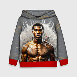 Толстовка-худи детская Мухаммед Али на сером, цвет: 3D-красный