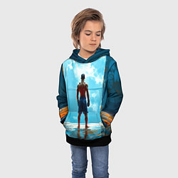 Толстовка-худи детская Кикбоксер в синем, цвет: 3D-черный — фото 2