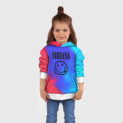 Толстовка-худи детская Nirvana жидкие краски, цвет: 3D-белый — фото 2