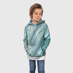 Толстовка-худи детская Холодный голубой абстракция, цвет: 3D-белый — фото 2