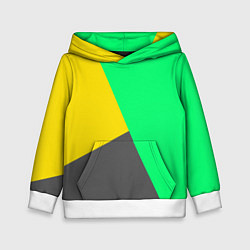 Толстовка-худи детская Жёлто-серо-зелёный трёхцветный, цвет: 3D-белый