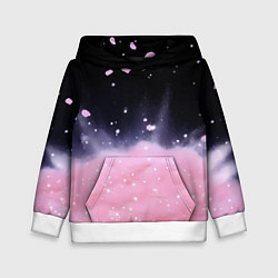 Толстовка-худи детская Розовая текстура с лепестками, цвет: 3D-белый