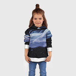 Толстовка-худи детская Синяя волна в космосе - текстура, цвет: 3D-белый — фото 2