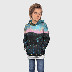 Толстовка-худи детская Блестящая текстура на черном, цвет: 3D-белый — фото 2