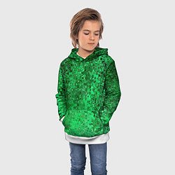 Толстовка-худи детская Зелёный малахит абстрактная текстура, цвет: 3D-белый — фото 2