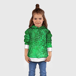 Толстовка-худи детская Зелёный малахит абстрактная текстура, цвет: 3D-белый — фото 2