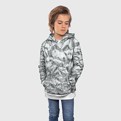 Толстовка-худи детская Серебряная фольга - мятая текстура, цвет: 3D-белый — фото 2