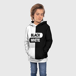 Толстовка-худи детская Black white пополам, цвет: 3D-белый — фото 2