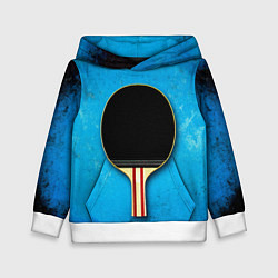 Толстовка-худи детская Ракетка для настольного тенниса, цвет: 3D-белый