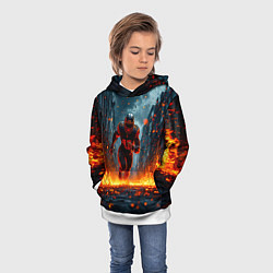 Толстовка-худи детская Раннинбек в огне, цвет: 3D-белый — фото 2