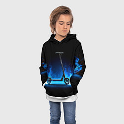 Толстовка-худи детская Самокат в синем пламени, цвет: 3D-белый — фото 2