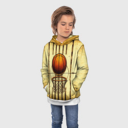 Толстовка-худи детская Кольцо с баскетбольным мячом, цвет: 3D-белый — фото 2