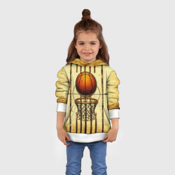 Толстовка-худи детская Кольцо с баскетбольным мячом, цвет: 3D-белый — фото 2