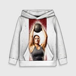 Толстовка-худи детская Толкательница ядра, цвет: 3D-белый