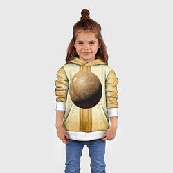 Толстовка-худи детская Ядро для талкания на бежевом, цвет: 3D-белый — фото 2
