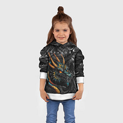 Толстовка-худи детская Японский дракон татуировка, цвет: 3D-белый — фото 2