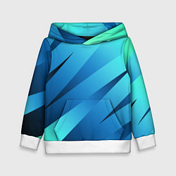 Толстовка-худи детская Сине-голубой абстрактные полосы, цвет: 3D-белый