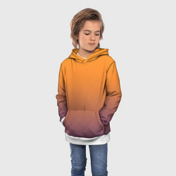 Толстовка-худи детская Градиент оранжевый в фиолетовый мелкий ромбик, цвет: 3D-белый — фото 2