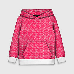 Толстовка-худи детская Розовый паттерн с маленькими сердечками, цвет: 3D-белый