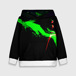 Толстовка-худи детская Color black green red, цвет: 3D-белый