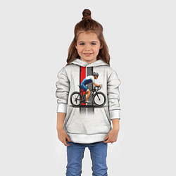 Толстовка-худи детская Триатлонист на белом, цвет: 3D-белый — фото 2