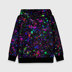 Толстовка-худи детская Чёрный с разноцветными брызгами, цвет: 3D-черный