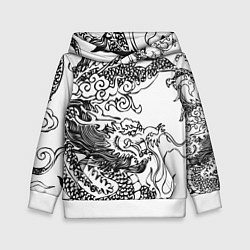 Детская толстовка Татуировка дракона на белом