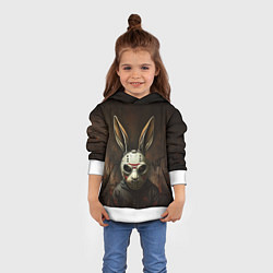 Толстовка-худи детская Кролик в хоккейной маске, цвет: 3D-белый — фото 2