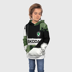 Толстовка-худи детская Skoda логотип, цвет: 3D-белый — фото 2