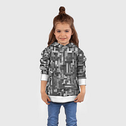 Толстовка-худи детская Серый геометричные полоски, цвет: 3D-белый — фото 2