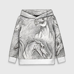 Толстовка-худи детская Черепа лошадей - эскиз, цвет: 3D-белый