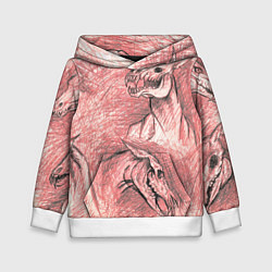 Толстовка-худи детская Черепа лошадей - эскиз, цвет: 3D-белый