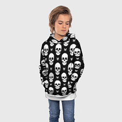 Толстовка-худи детская Черепной фон, цвет: 3D-белый — фото 2