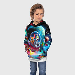 Толстовка-худи детская Том и Джерри летят в ракете - нейроарт, цвет: 3D-белый — фото 2