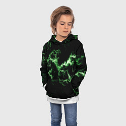 Толстовка-худи детская Lightning green glow, цвет: 3D-белый — фото 2