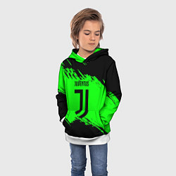 Толстовка-худи детская Juventus черные краски, цвет: 3D-белый — фото 2