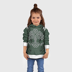 Толстовка-худи детская Древние руны и древо жизни с крыльями, цвет: 3D-белый — фото 2