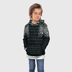 Толстовка-худи детская Руны и татуировки викингов, цвет: 3D-белый — фото 2
