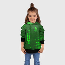 Толстовка-худи детская Death Stranding - green gradient вертикально, цвет: 3D-черный — фото 2