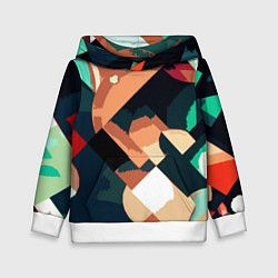 Толстовка-худи детская Сине-бежевый абстракция, цвет: 3D-белый